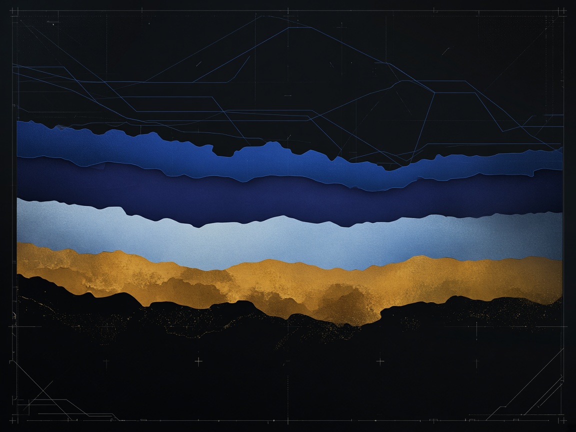 Stacked New England seasonal climate bands on a blueprint frame